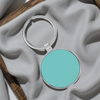 Custom Engraved Round Leatherette & Metal Keychain