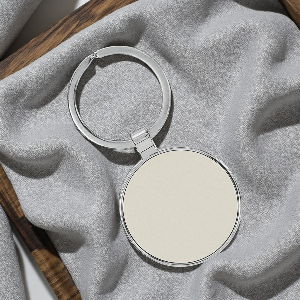 Custom Engraved Round Leatherette & Metal Keychain