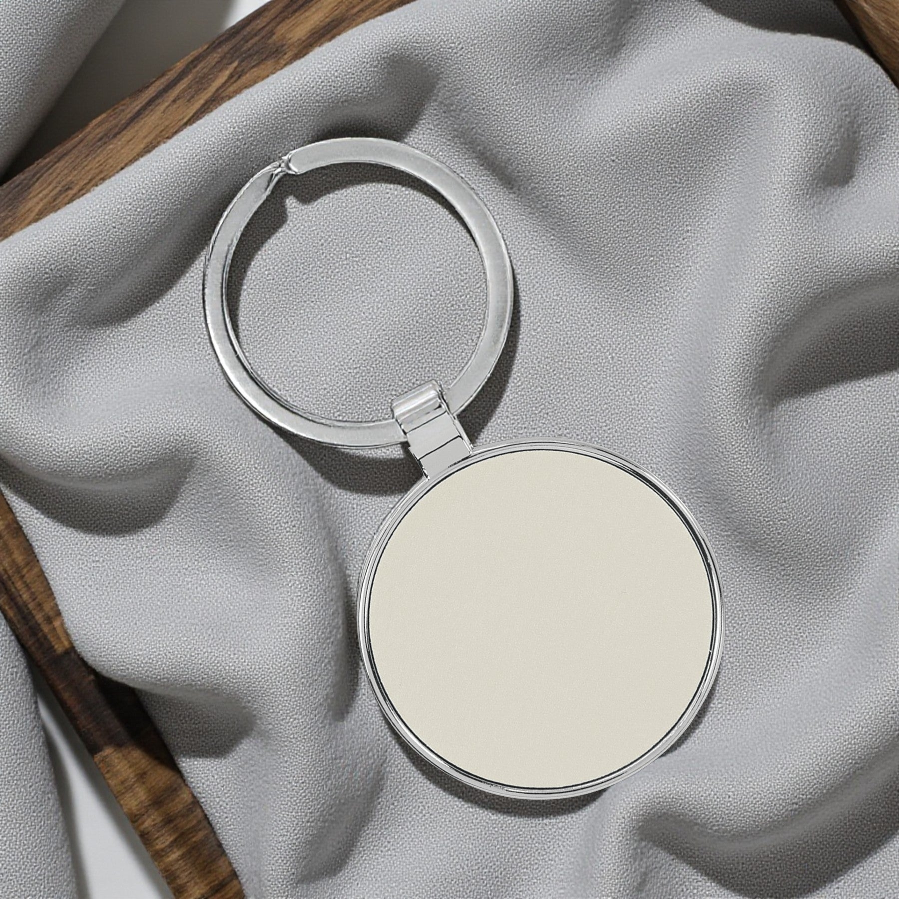 Custom Engraved Round Leatherette & Metal Keychain