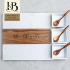 Personalized Charcuterie Board Set | Marble & Acacia