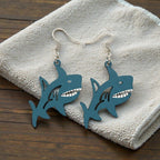 Custom engraved Shark Wooden Earrings Wood Earrings by Laser & Build Boutique