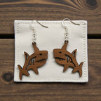 Custom engraved Shark Wooden Earrings Wood Earrings by Laser & Build Boutique