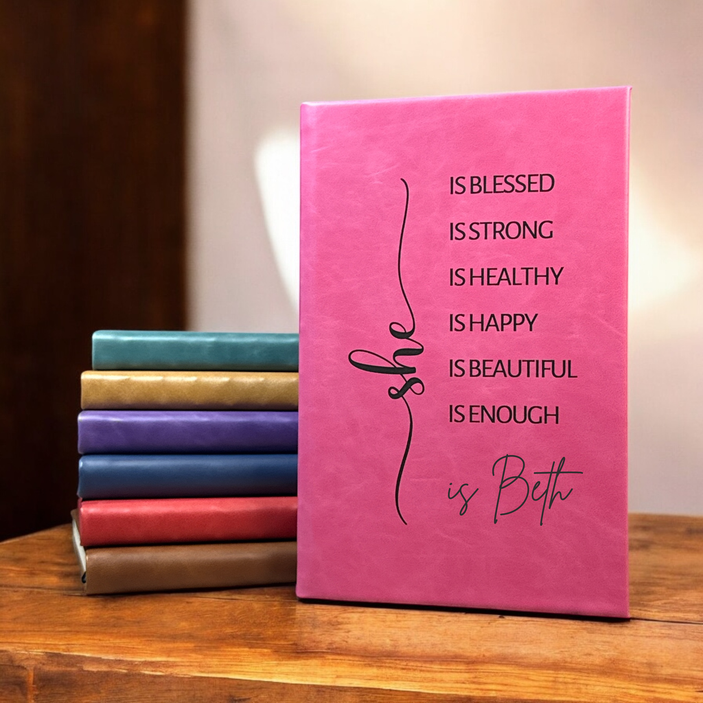 Engraved Leatherette Journal - “She Is Enough”