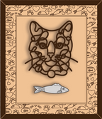 Personalized Cat Portrait - Wood Line Art Decor - 46 Breeds with Optional Name Fish or Winged Paw