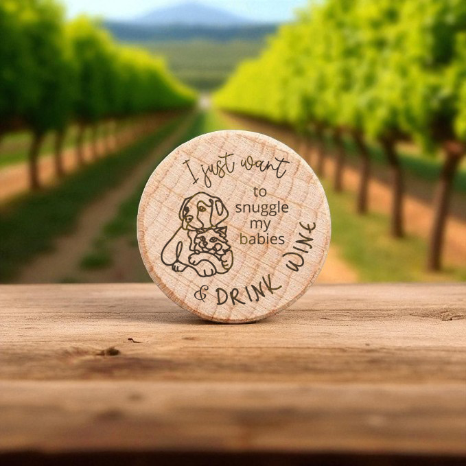 Personalized Wooden Wine Bottle Stoppers – Natural, Black, or Pink