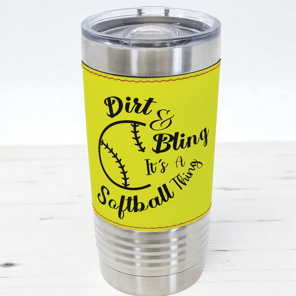 Custom Engraved Sports Tumblers | Leatherette Football, Baseball, Soccer & More