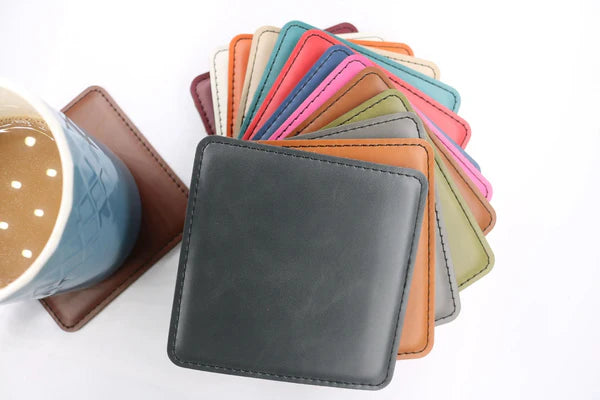 Engraved Leatherette Coasters – Sassy Sayings Collection