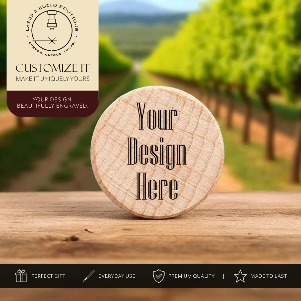 Custom Engraved Wooden Wine Stoppers