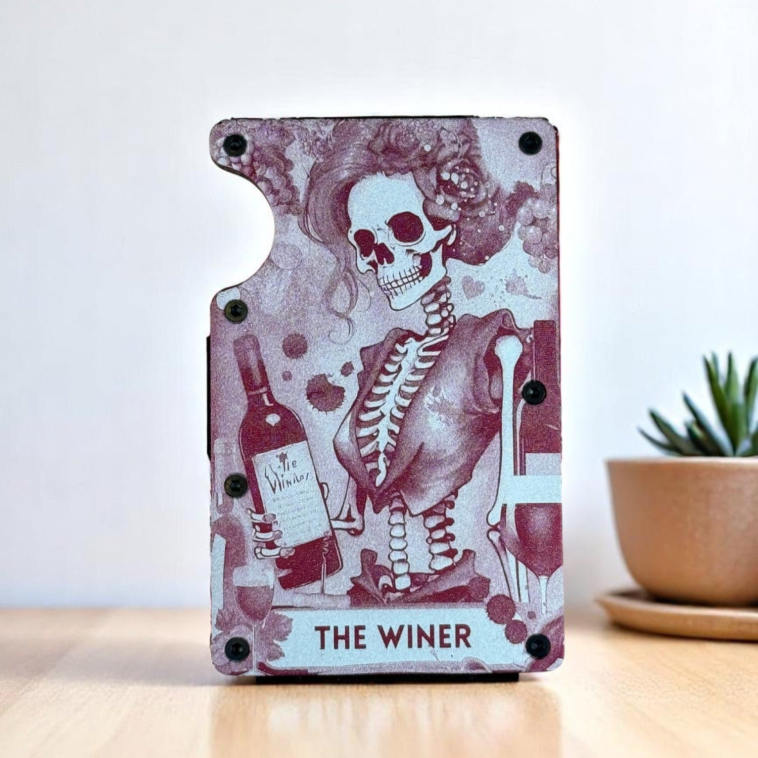 Wine Tarot RFID Wallet – Engraved Slim Card Holder with Clip