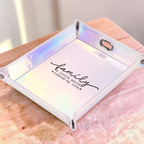 Premium leatherette valet tray organizing everyday essentials on a nightstand