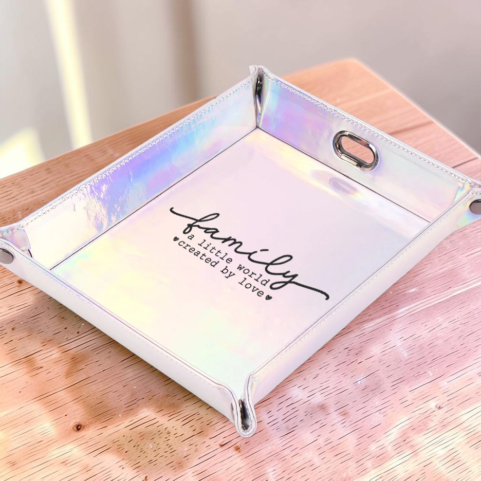 Premium leatherette valet tray organizing everyday essentials on a nightstand