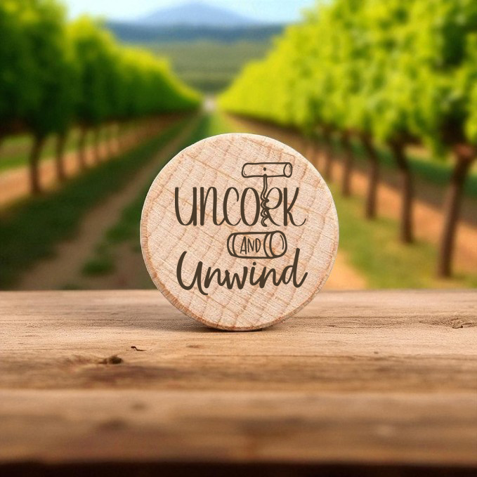Personalized Wooden Wine Bottle Stoppers – Natural, Black, or Pink