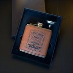 Engraved Leatherette Flask – Personalized “Aged to Perfection” Birthday Flask – Vintage Year Edition