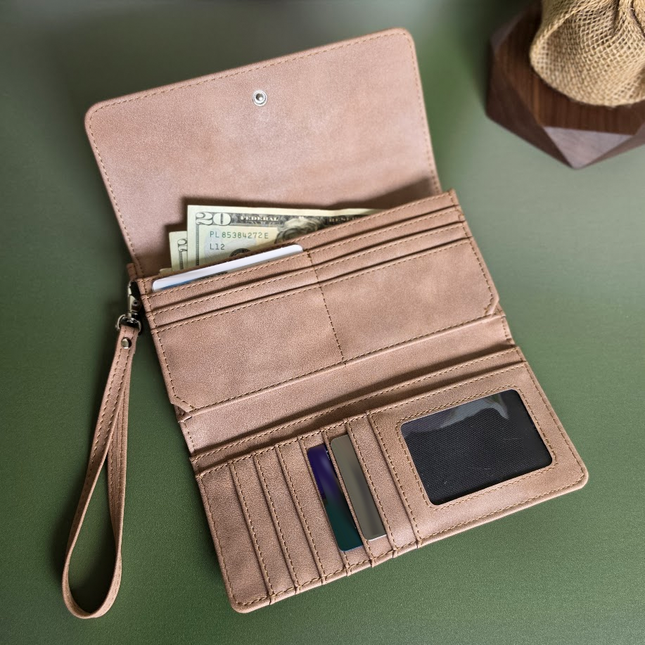 Personalized Wristlet Wallet | Custom Engraved Leatherette RFID Wallet