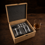 whiskey gift set in red alder wood gift box
