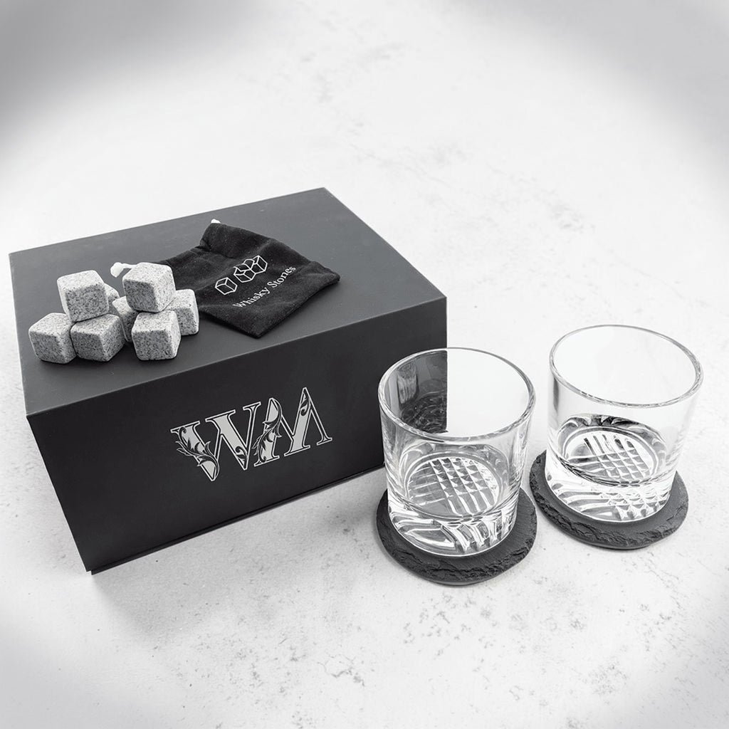 Whiskey Gift Set | Personalized Rocks Glasses & Stones