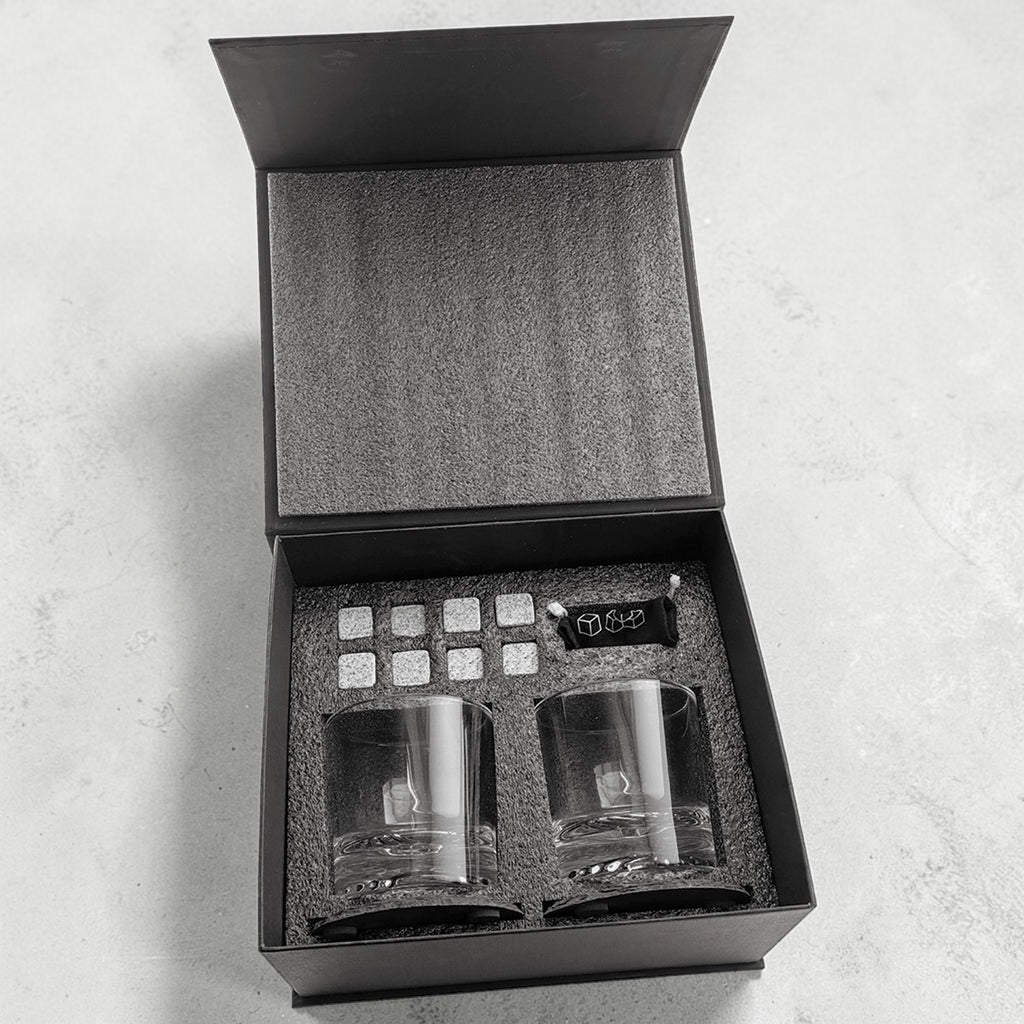 Whiskey Gift Set | Personalized Rocks Glasses & Stones