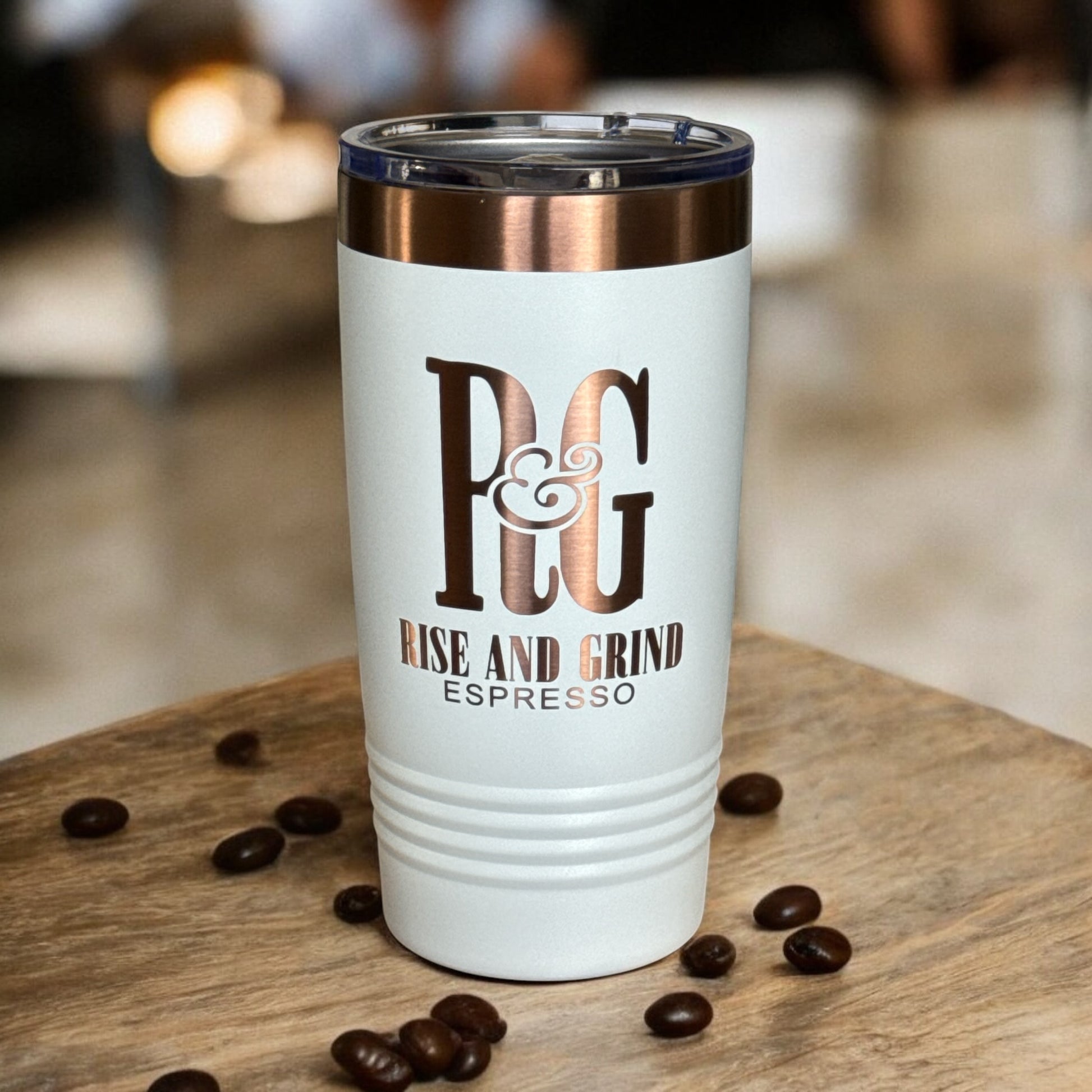 Rise & Grind Espresso - Engraved 20oz Stainless Steel Tumbler