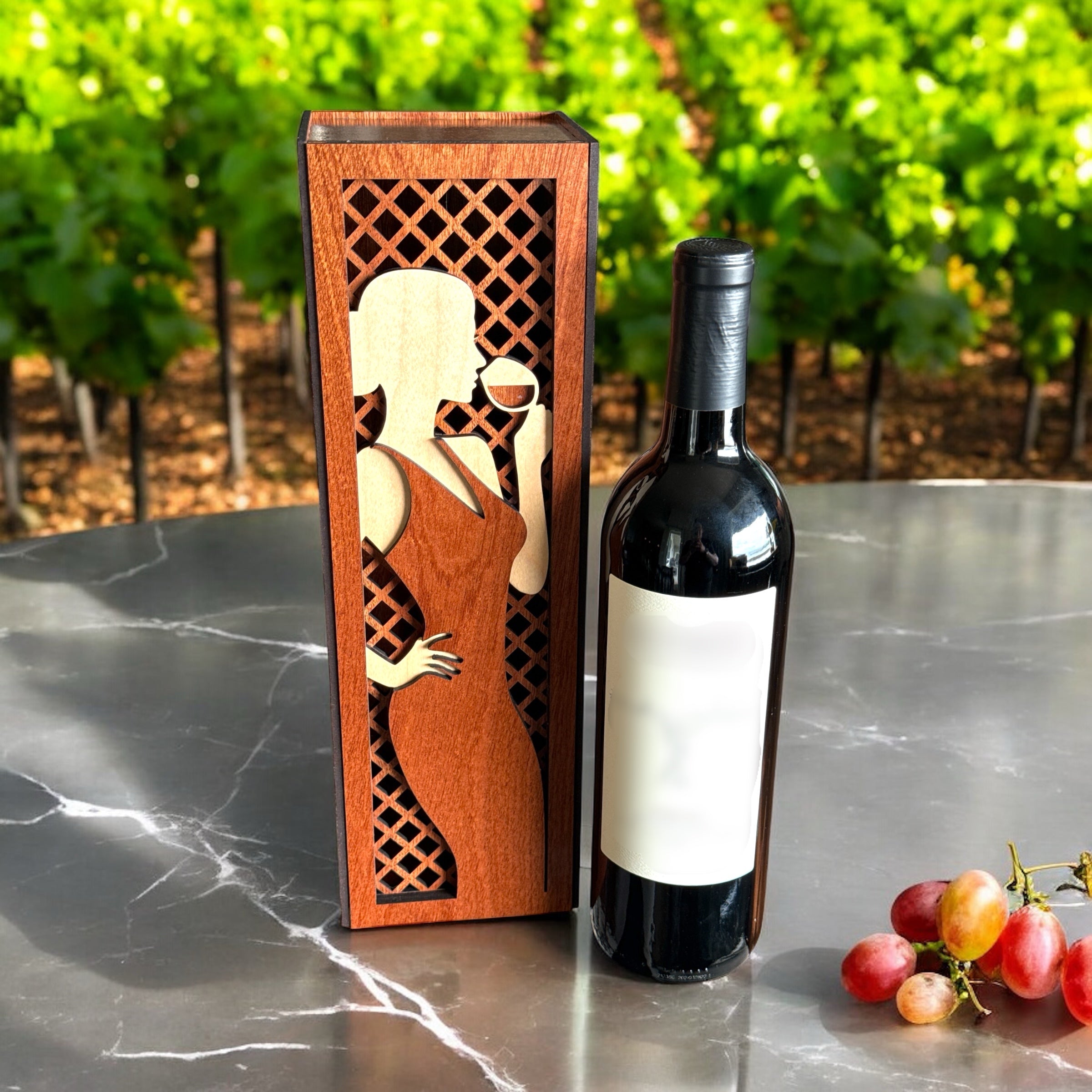 Elegant Laser-Cut Wooden Wine Gift Boxes