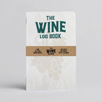 White Wine Log Book refill journal with dark green lettering, grapevine illustration, and kraft paper band, containing two pocket-sized wine tasting books.