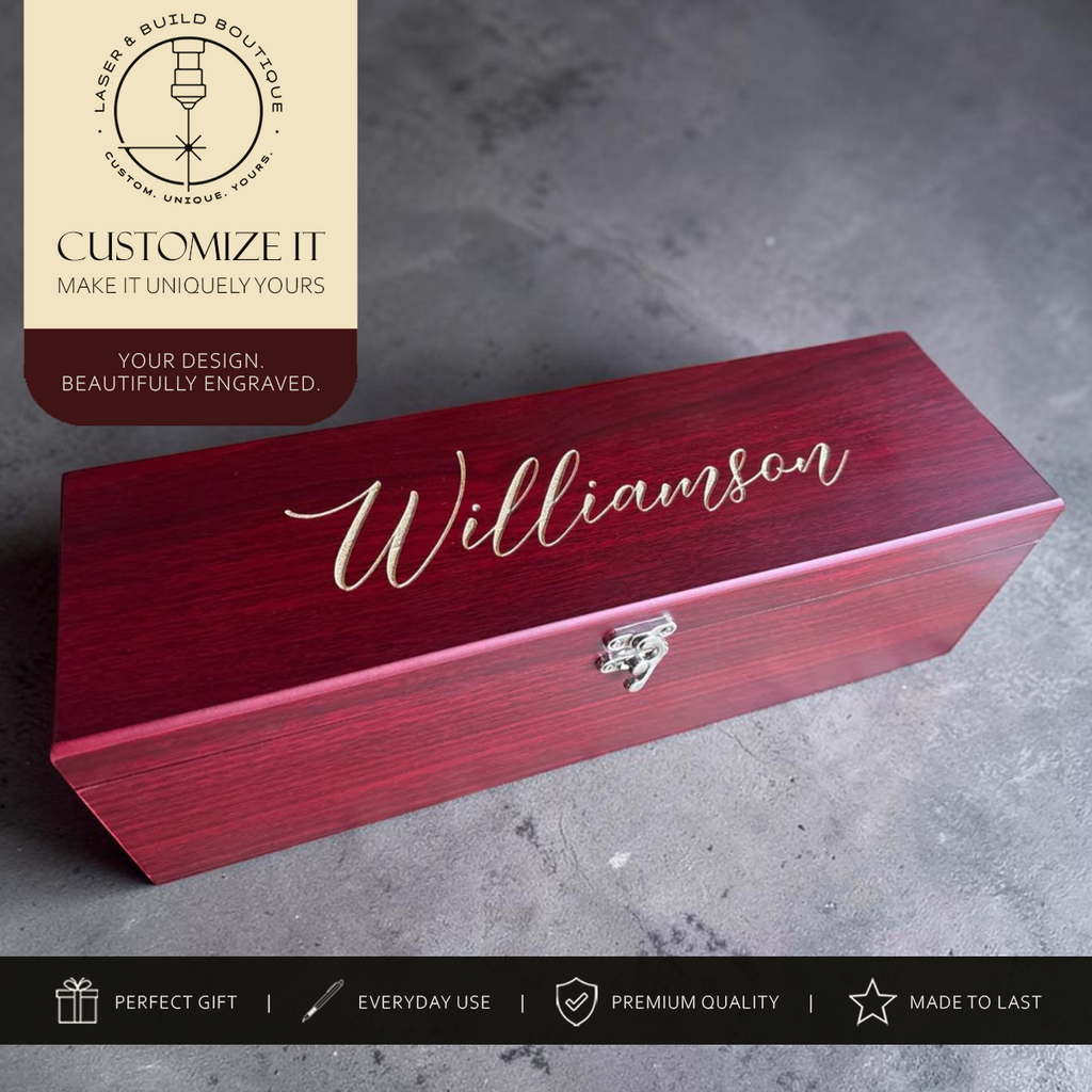 Wine Gift Box | Engraved Rosewood Wine Box with Tools