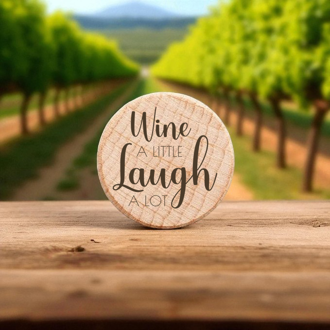 Personalized Wooden Wine Bottle Stoppers – Natural, Black, or Pink