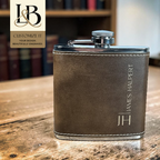 Personalized monogram leatherette flask with custom laser engraved initials