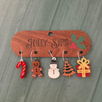 Jolly Sips Holiday Wine Charms with Wooden Holder