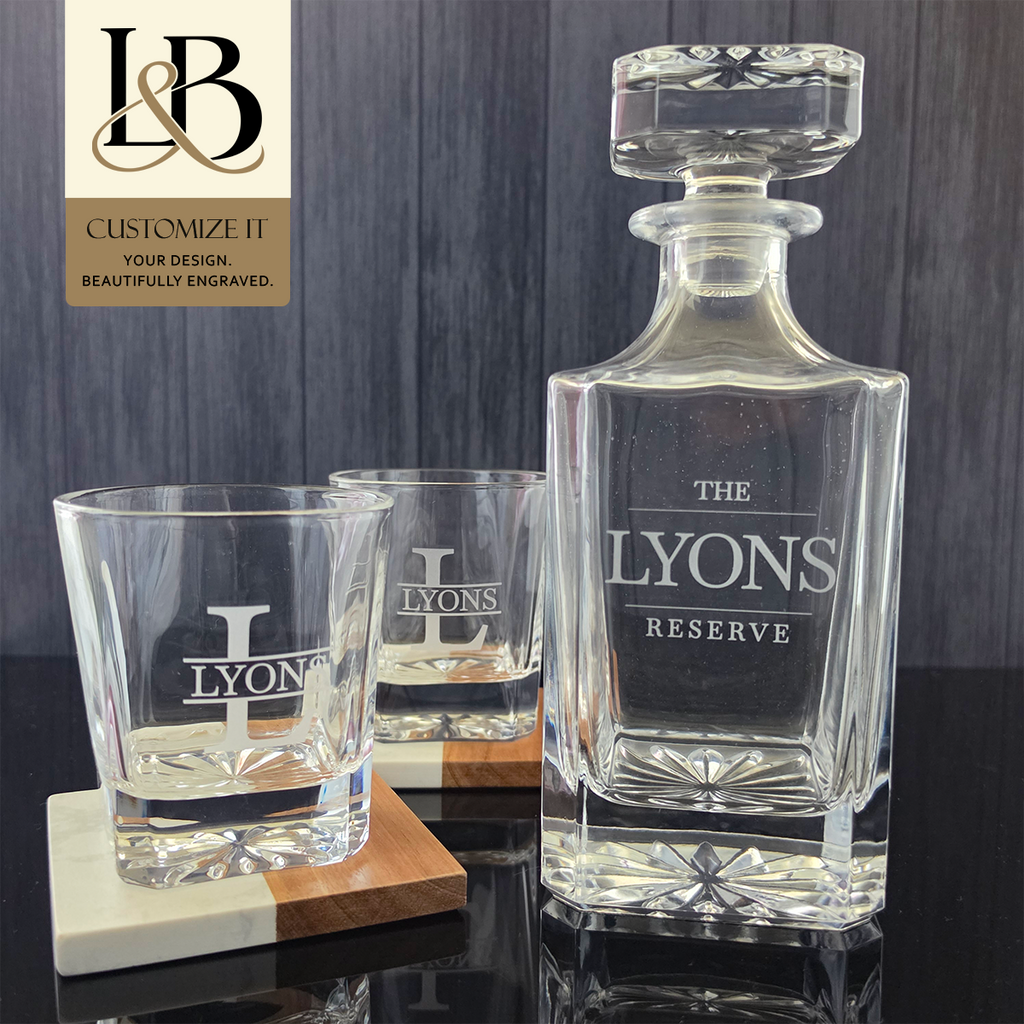 Personalized Whiskey Decanter Set | Custom Engraved Gift Set