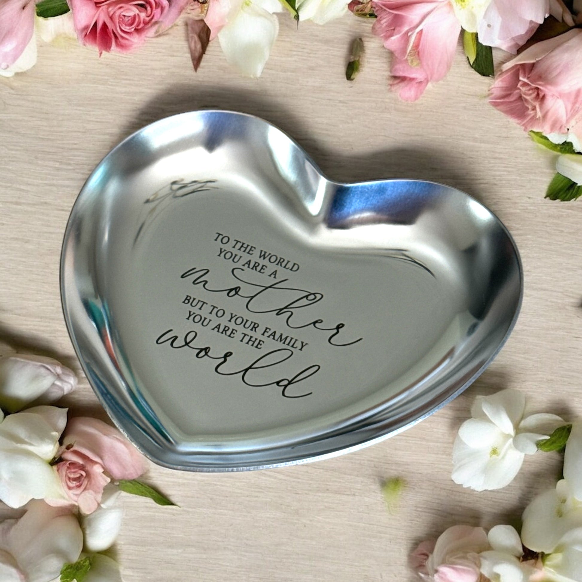 Engraved Stainless Steel Heart Trinket Dish
