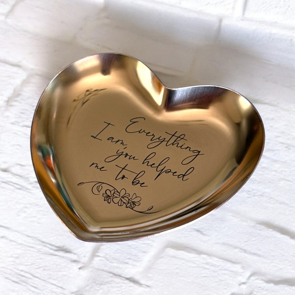 Engraved Stainless Steel Heart Trinket Dish
