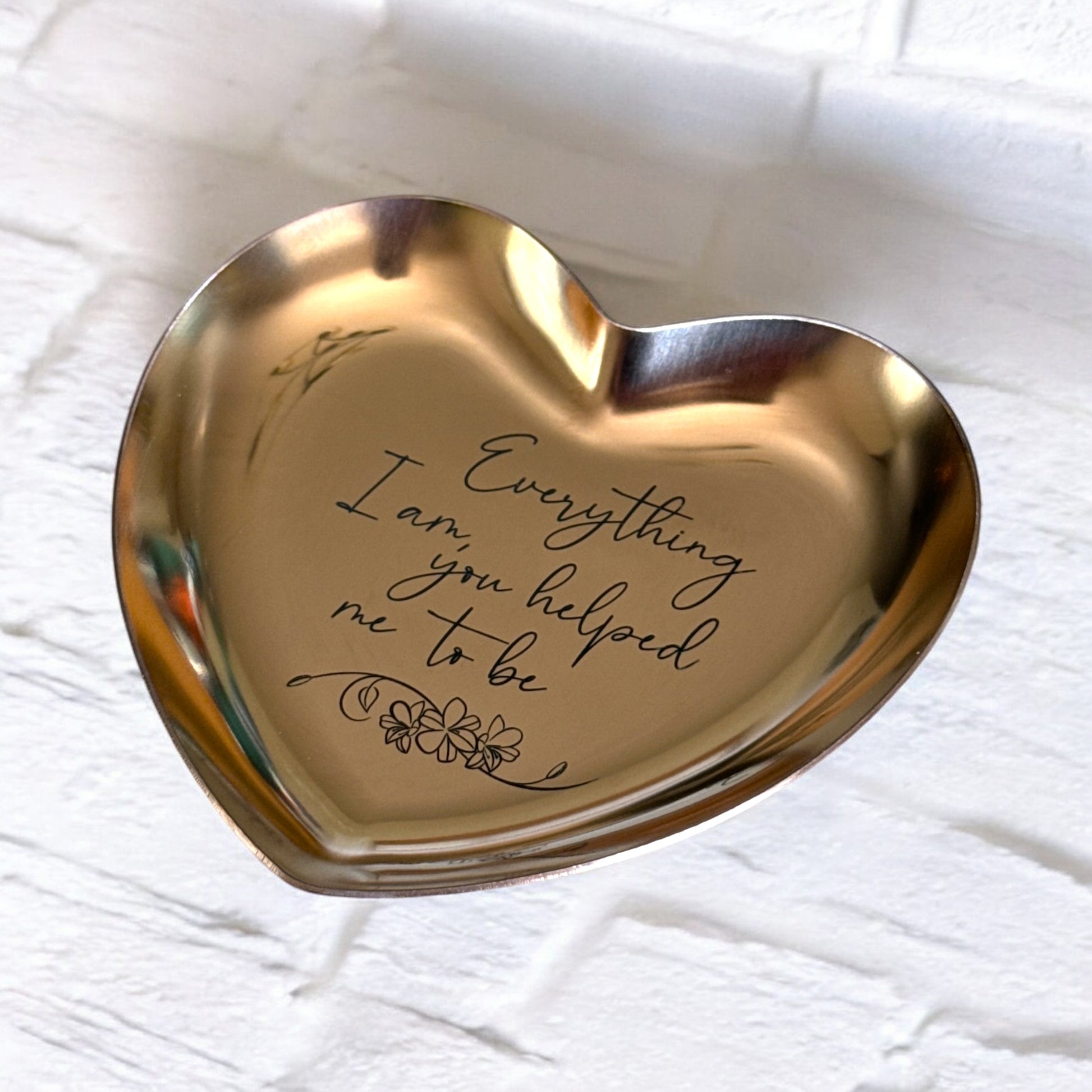 Engraved Stainless Steel Heart Trinket Dish