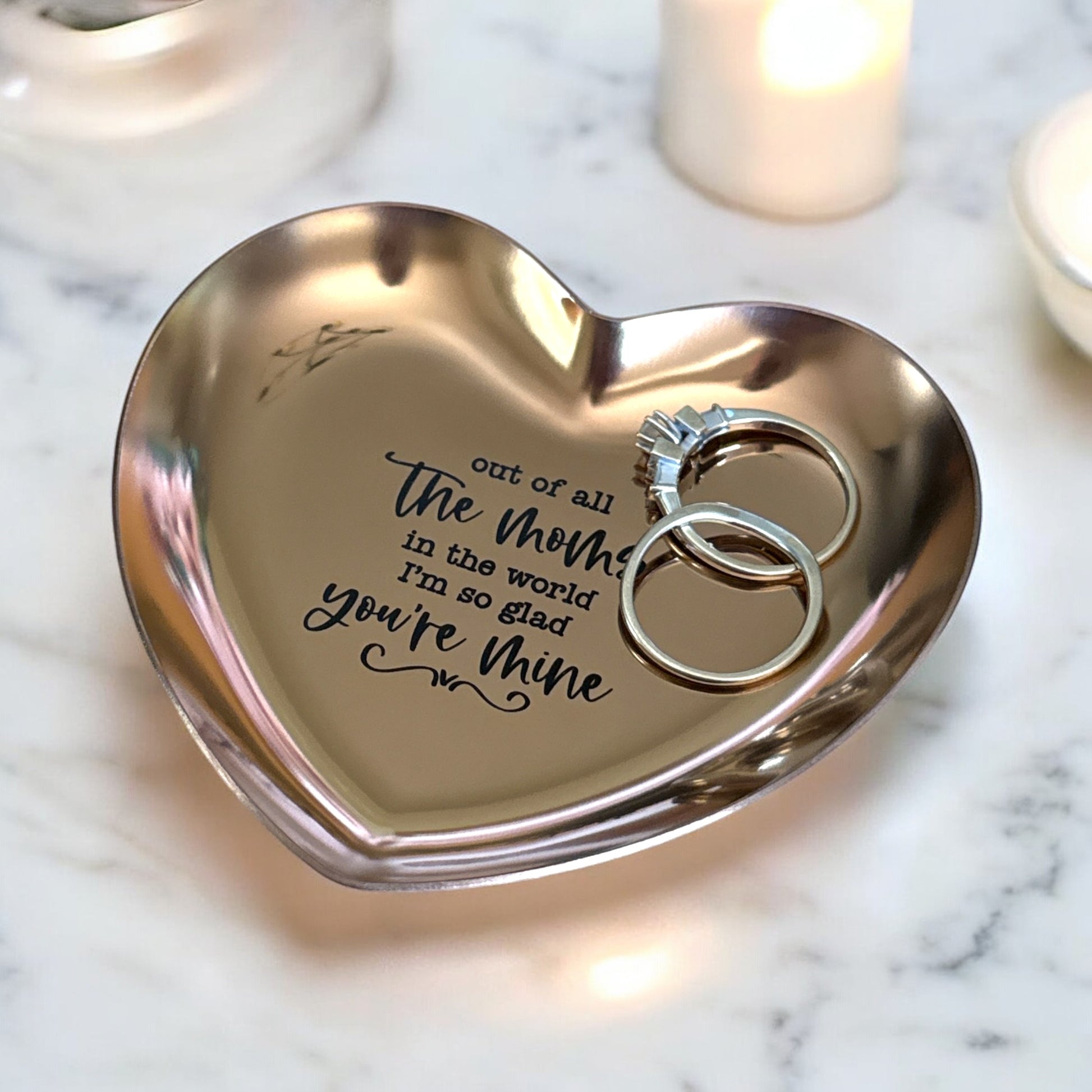 Engraved Stainless Steel Heart Trinket Dish