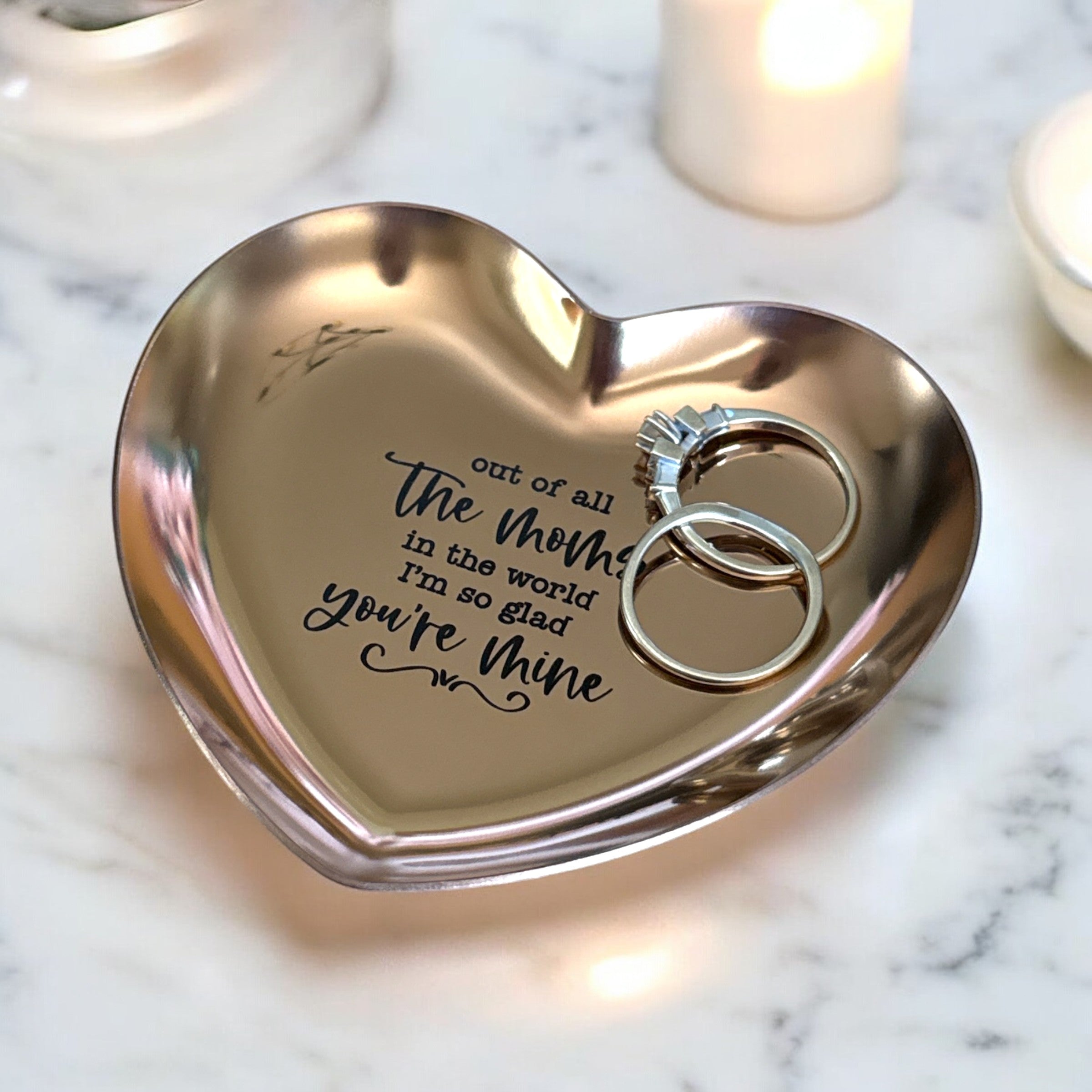 Engraved Stainless Steel Heart Trinket Dish