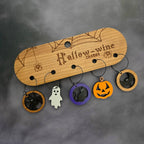 Hallowine Halloween Wine Charms with Wooden Holder