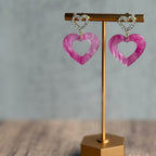 Pink Pearl Swirl Heart Earrings with Rhinestone Studs