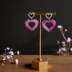 Custom engraved Pink Pearl Swirl Heart Earrings with Rhinestone Studs Acrylic Earrings by Laser & Build Boutique