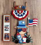 4th of July Highland Cow Interchangeable Sign Set for Wooden Post