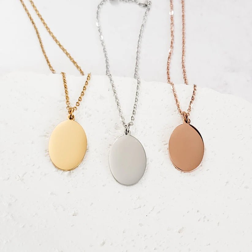 Custom Engraved Oval Pendant Necklace