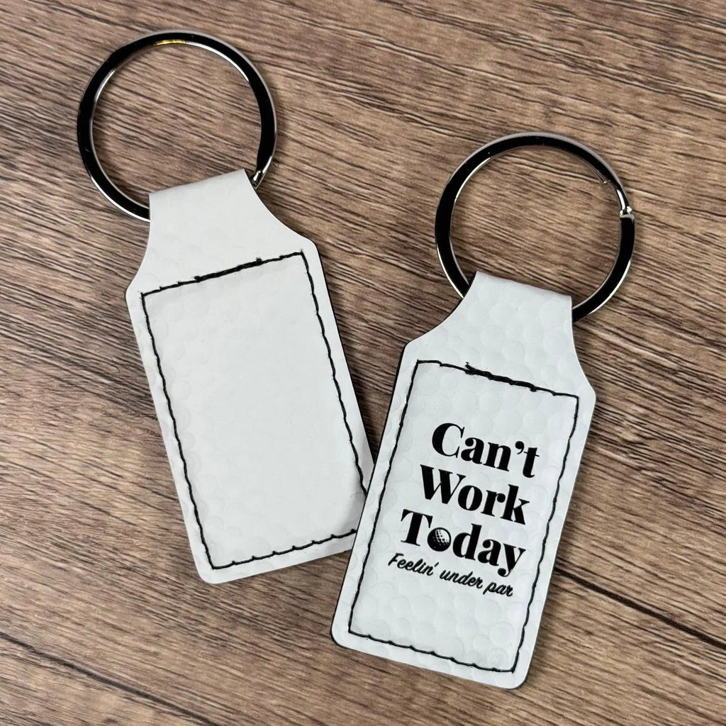Custom Engraved Golf Ball Leatherette Keychain