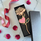 Personalized Everlasting Bloom Wood Rose with Engraved Heart