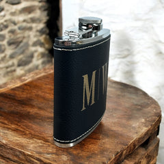 Personalized Leatherette Flask – Custom Monogram or Full Name Engraving