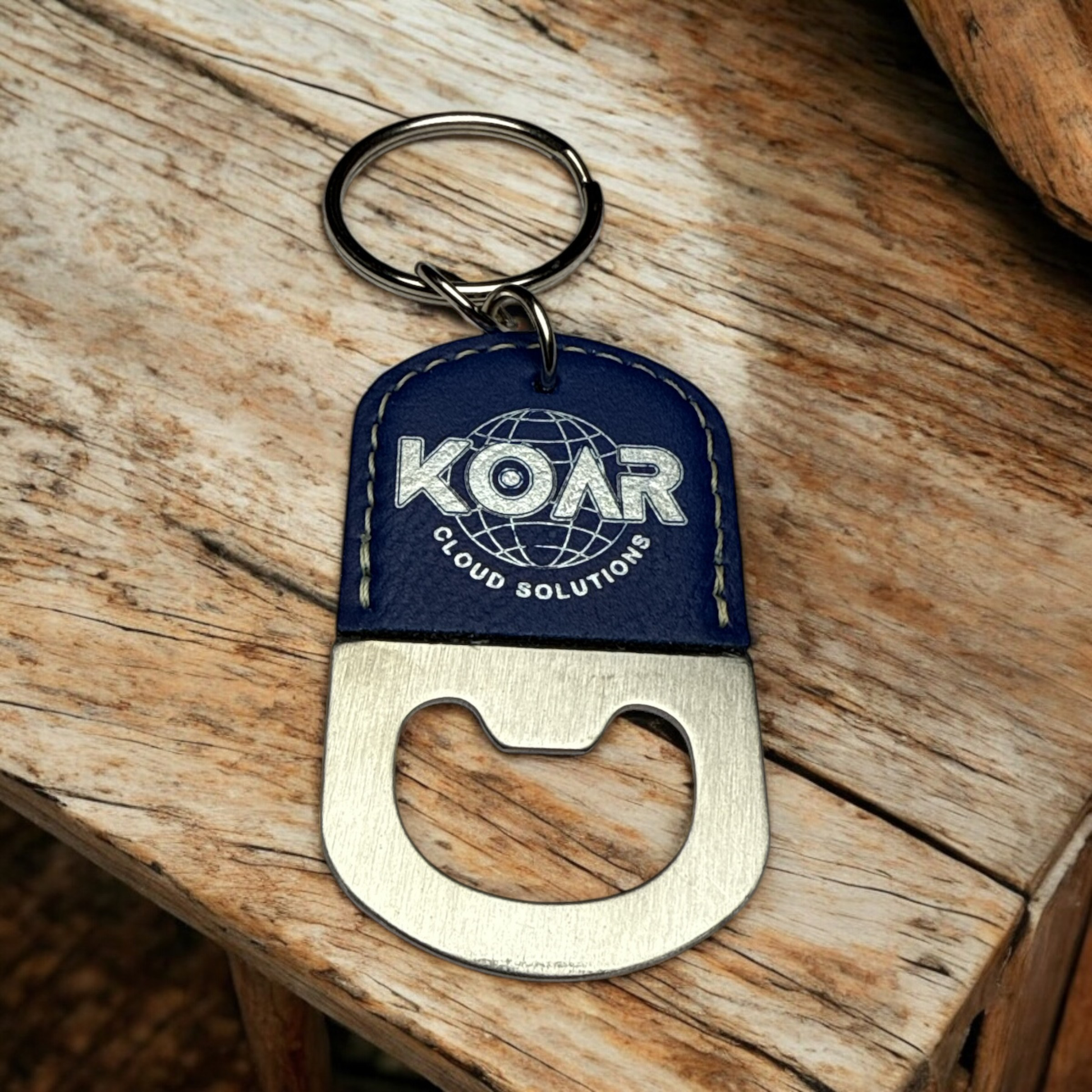 Engraved Leatherette Bottle Opener Keychains