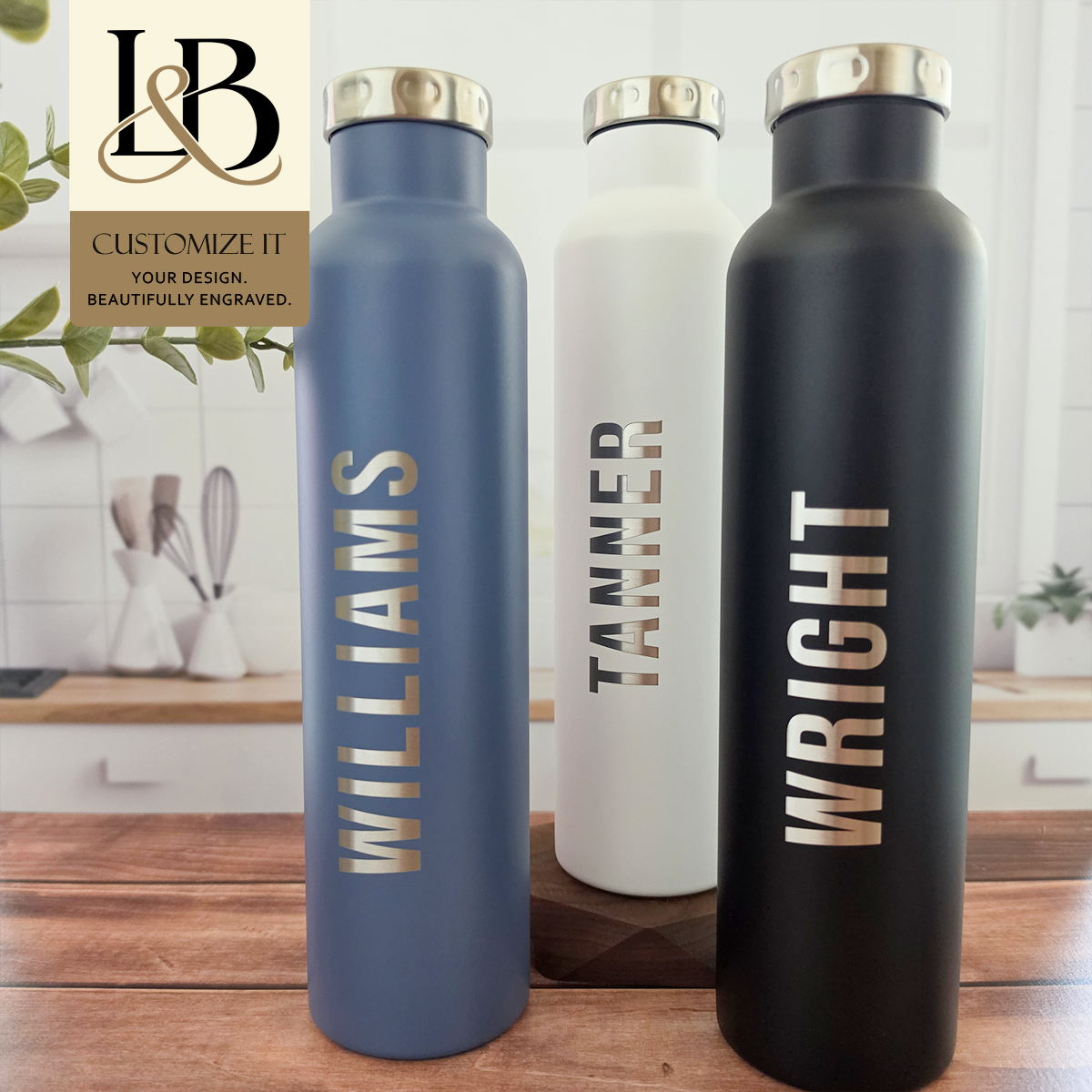Personalized Seven/Fifty wine growler with custom laser engraving