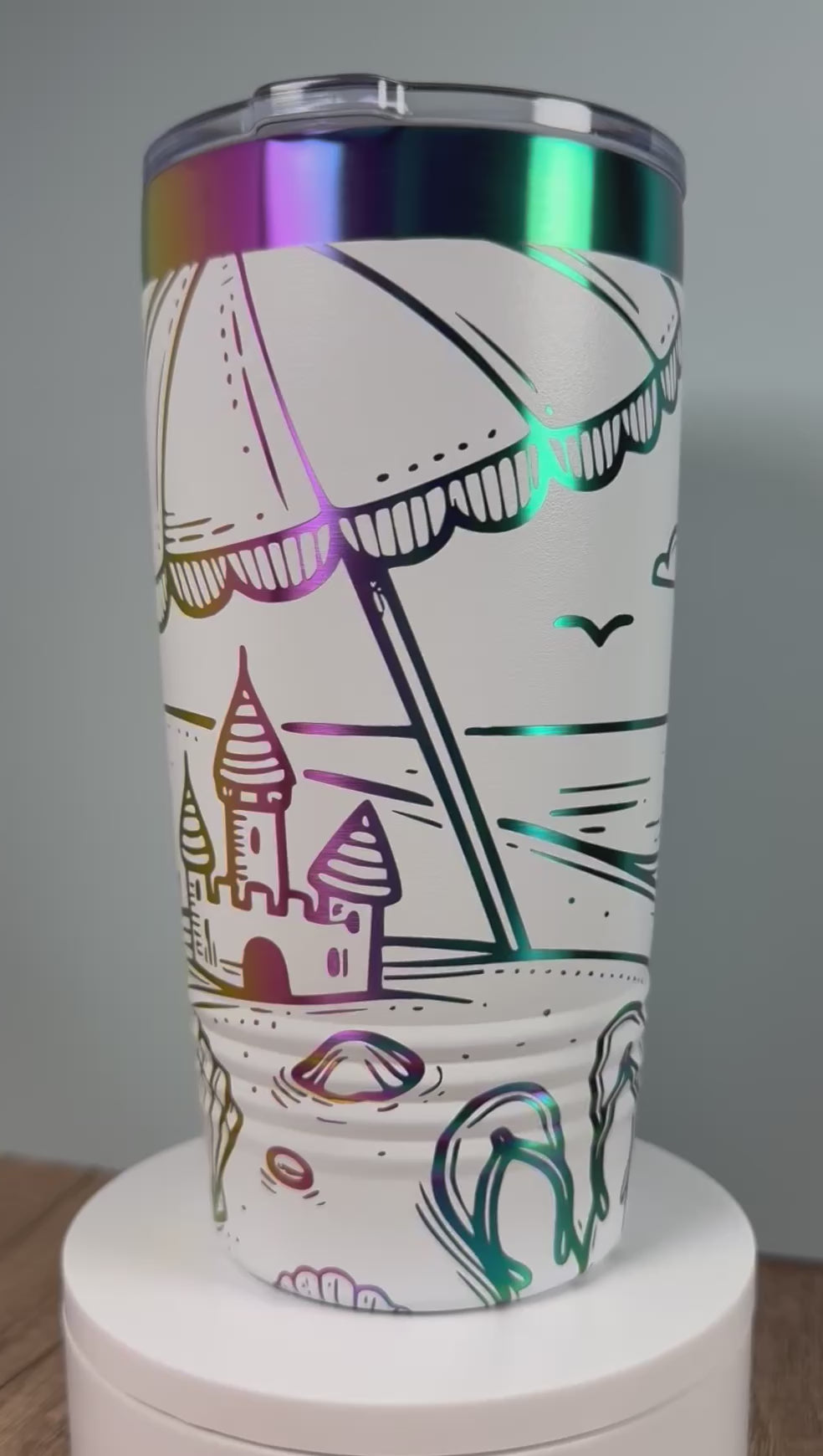 Beach Day Stainless Steel Tumbler with Prism ION-Plated Engraving - 20oz