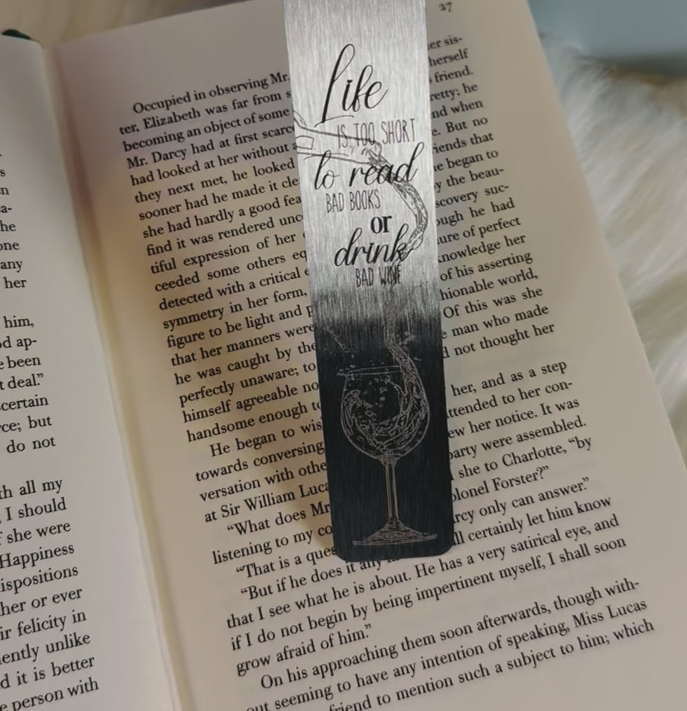 “Life Is Too Short” Engraved Stainless Steel Bookmark