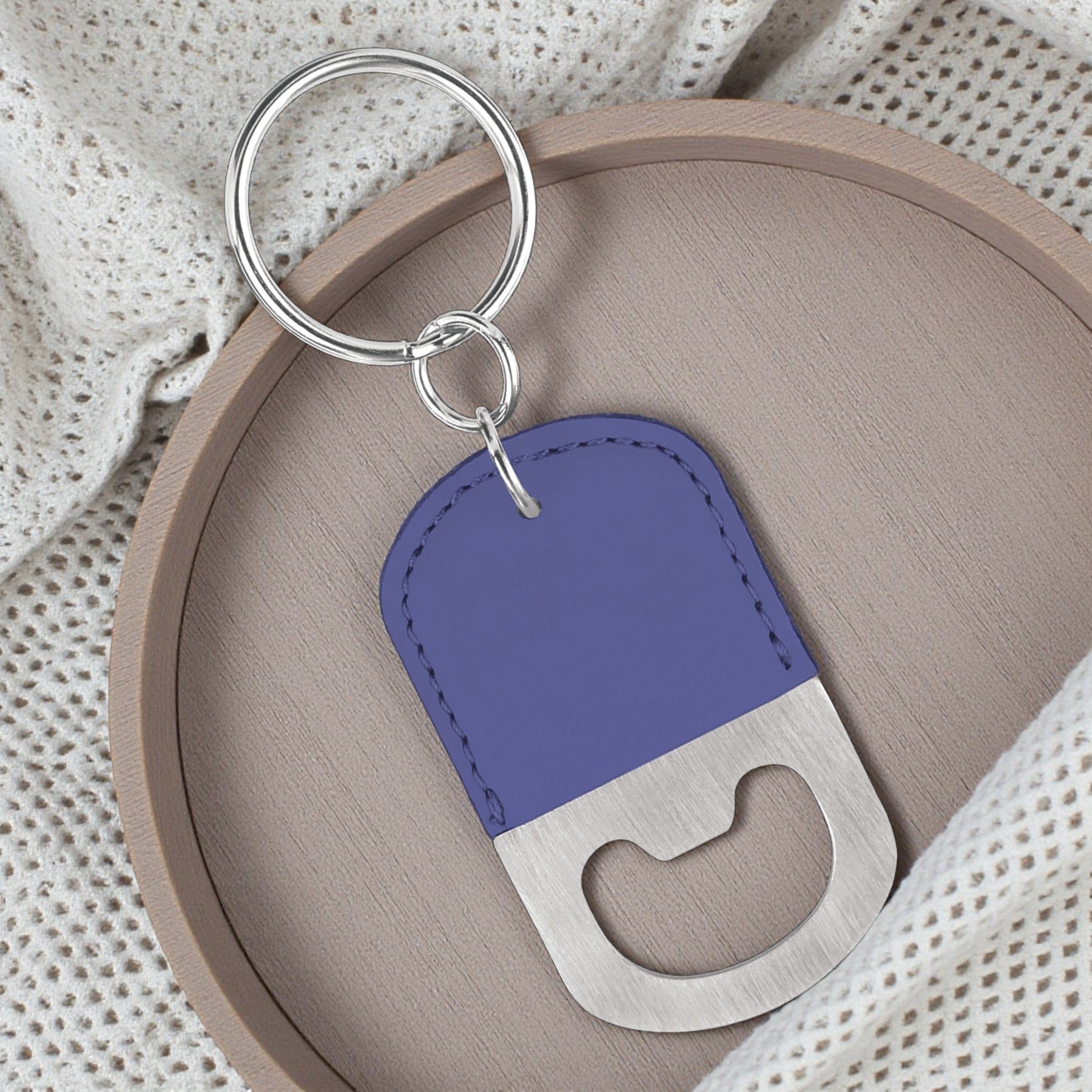 Custom Engraved Oval Leatherette Bottle Opener Keychain