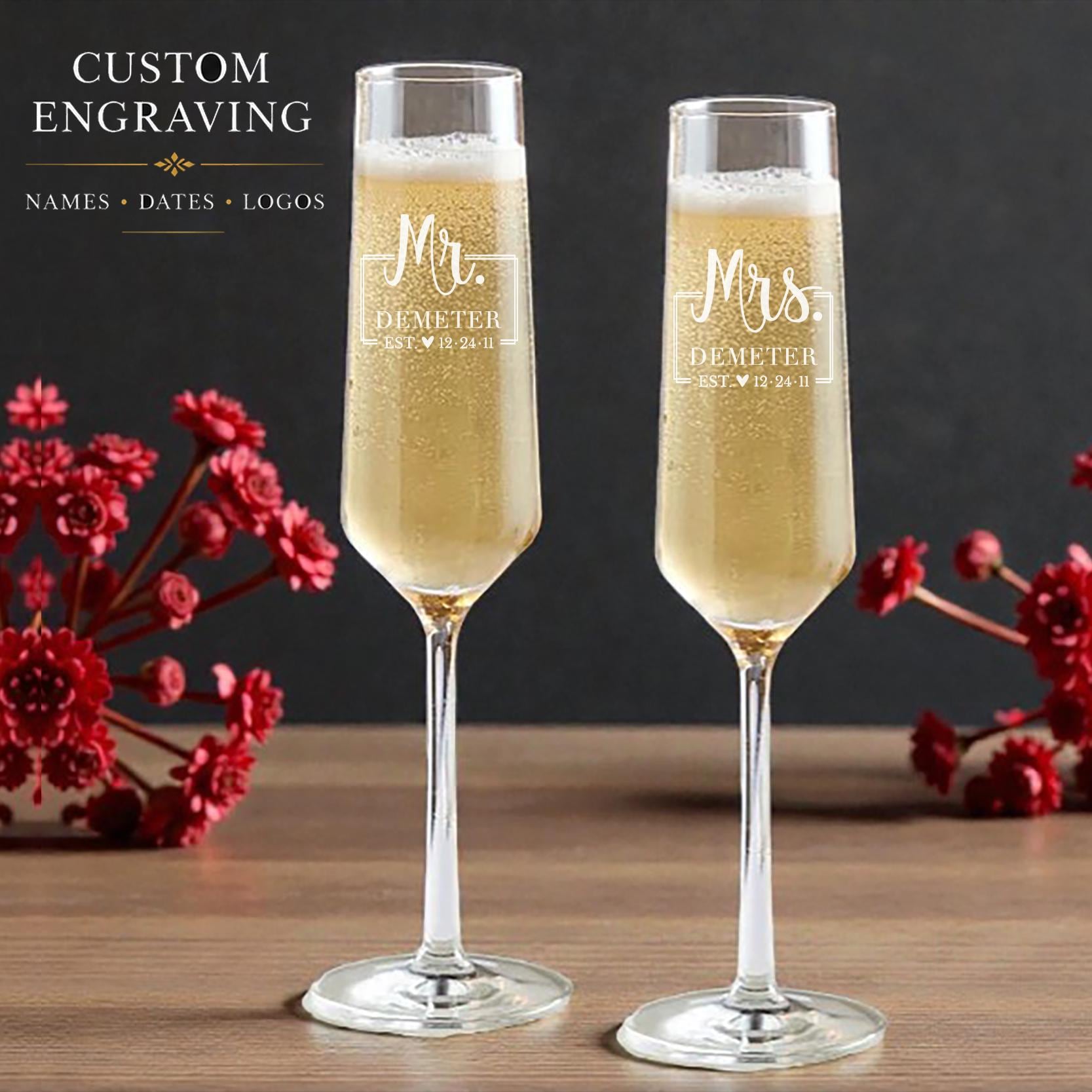 Custom Engraved Zwiesel Glas Pure Champagne Flutes