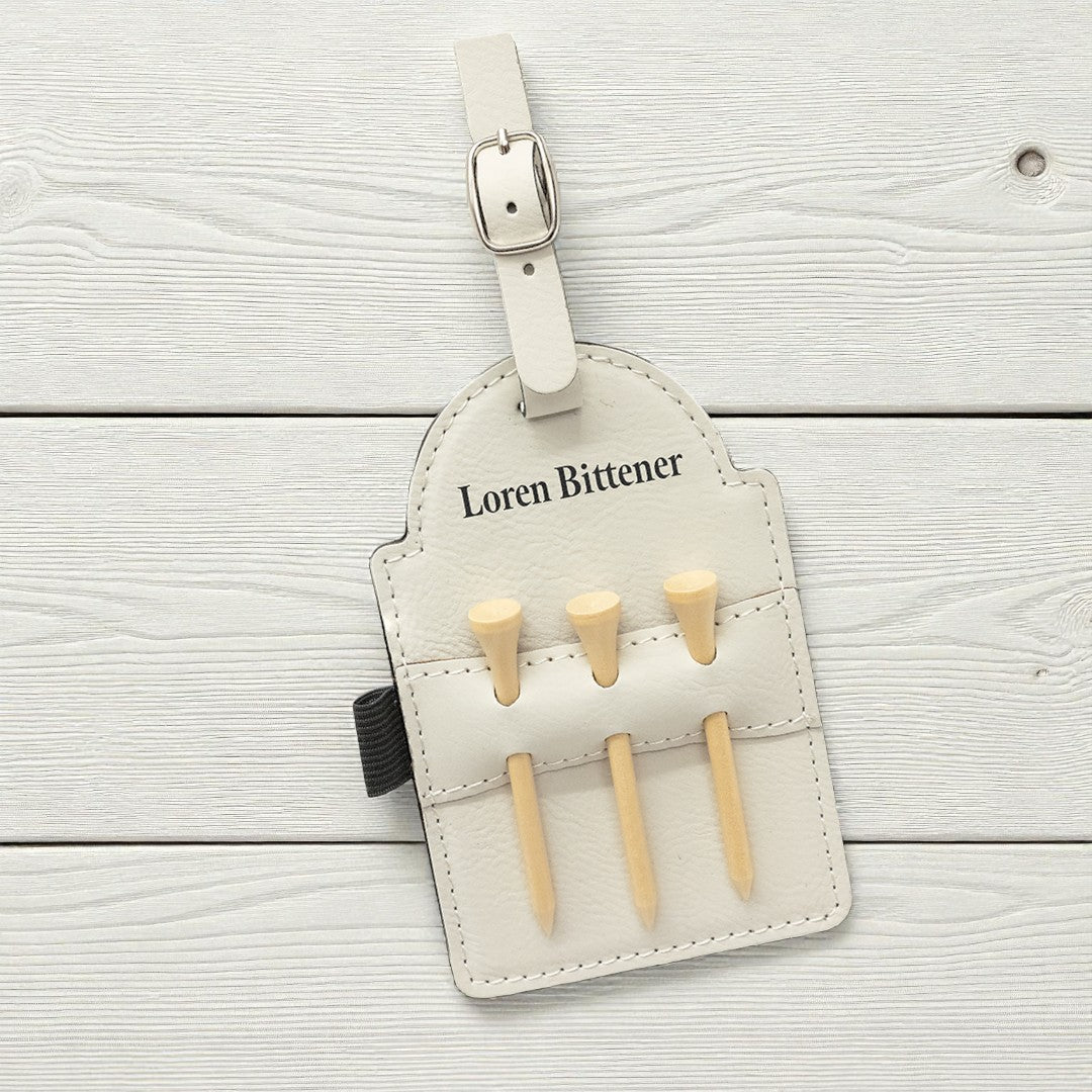 Leatherette Golf Tee Holder – Custom Engraved