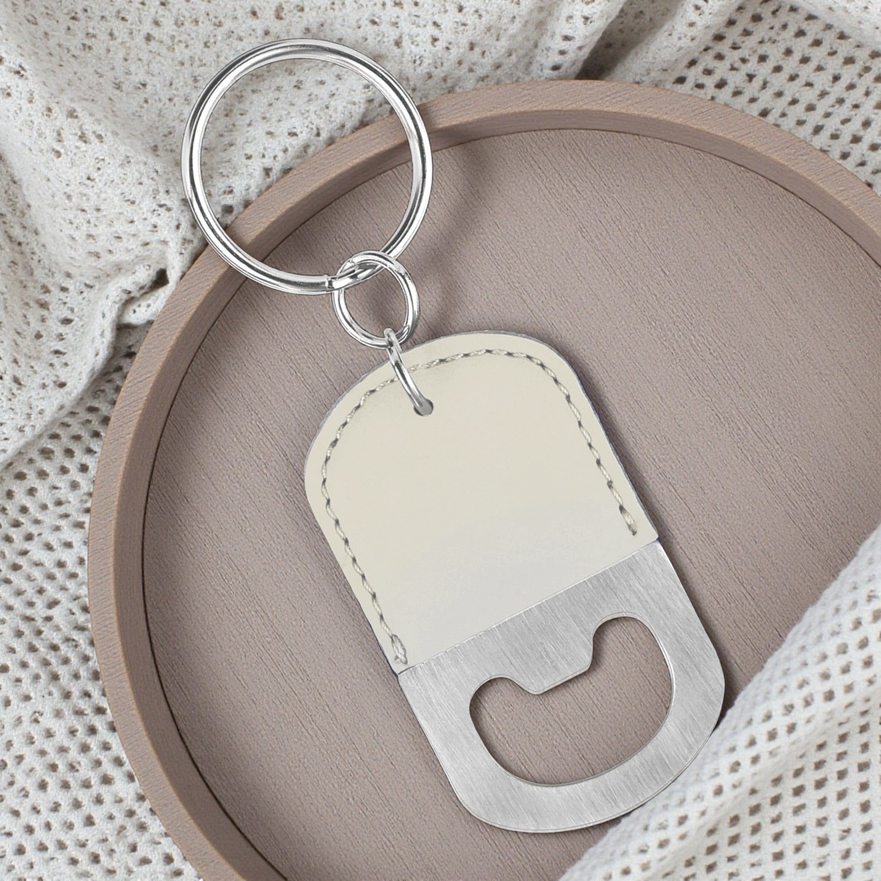 Custom Engraved Oval Leatherette Bottle Opener Keychain
